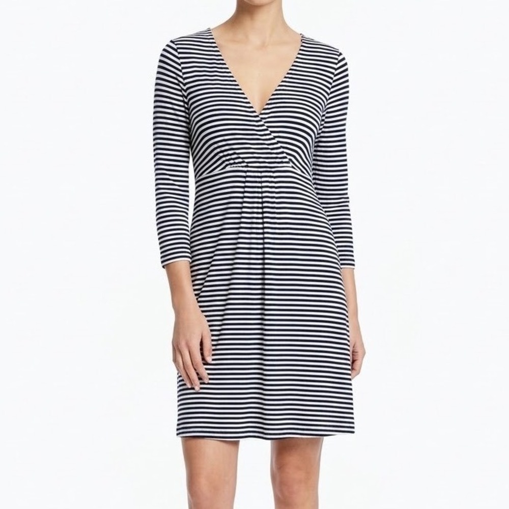 Soma Live Lounge Wear Striped V-Neck Empire Waist Dress Navy White XS
